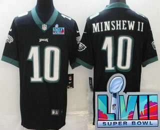 Men & Women & Youth Philadelphia Eagles #10 Gardner Minshew II Limited Black Super Bowl LVII Vapor Jersey
